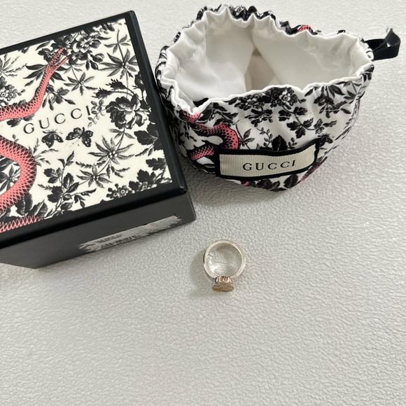 NWOT authentic Gucci Sterling Silver Enamel GucciGhost Pineapple GG Ring us6 - Picture 11 of 16